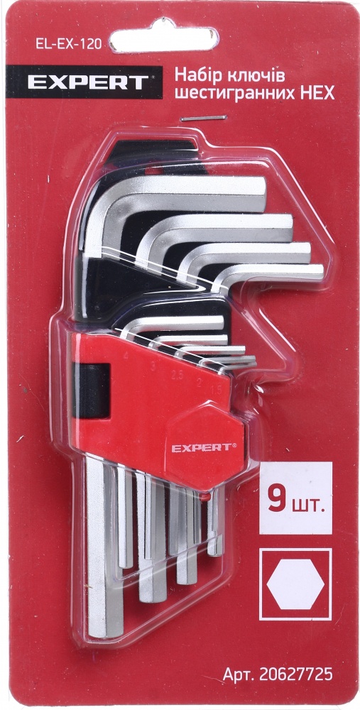 Набор ключей Expert имбусовых 120 мм HEX 1.5-10 мм 9 шт. EL-EX-120