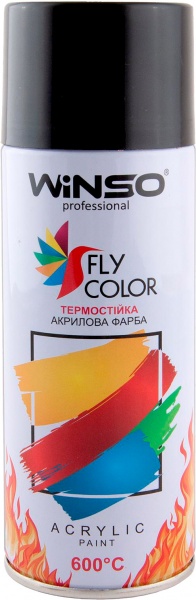 Краска высокотемпературная 600° черная (BLACK/RAL9005) WINSO 450 мл 880450