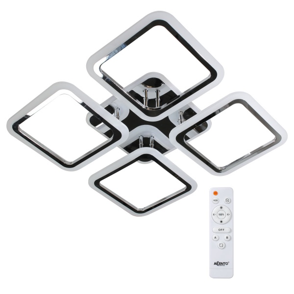Світильник світлодіодний Accento lighting RGB Elbe AP S 4 з пультом ДК 90 Вт хром 2800-6000-RGB К 