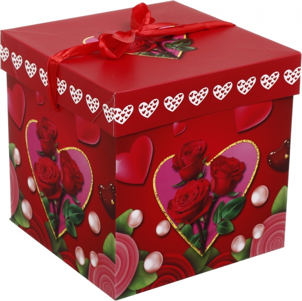 Коробка складная Цветы/сердца 20x20x20 см (EBXM9850)