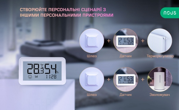 Умный датчик влажности и температуры Nous E6 (ZigBee) белый 
