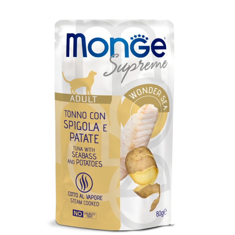 Корм влажный для котов Monge тунец с сибасом и картофелем 85 г