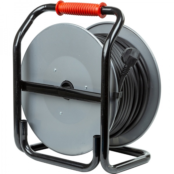 Подовжувач на котушці PowerPlant JY-20022/50 без заземлення 4 гн. чорний 50 м EX610549 