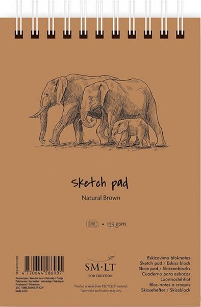 Альбом для эскизов на спирали AUTHENTIC A4 21х29,7 см 135 г/м² 80 листов Smiltainis