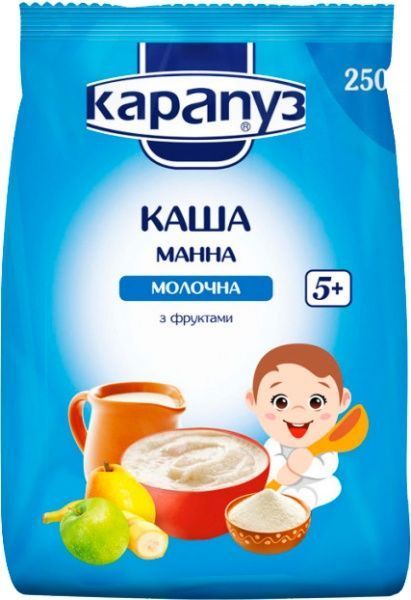 Каша молочная Карапуз от 5 месяцев манна з фруктами 250 г 