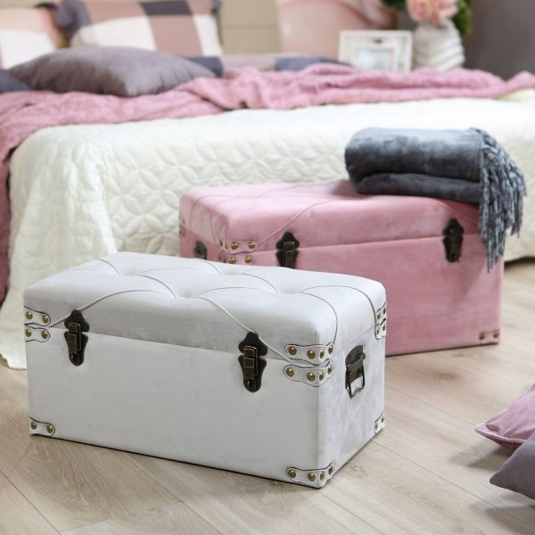 Сундук-пуф Art&Crafts Велюр светло-серый 50х25х23 см 