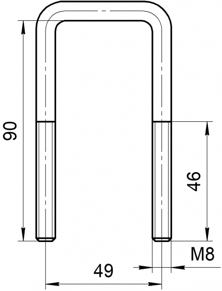 Хомут П-образный М8х49х90 1 1/2