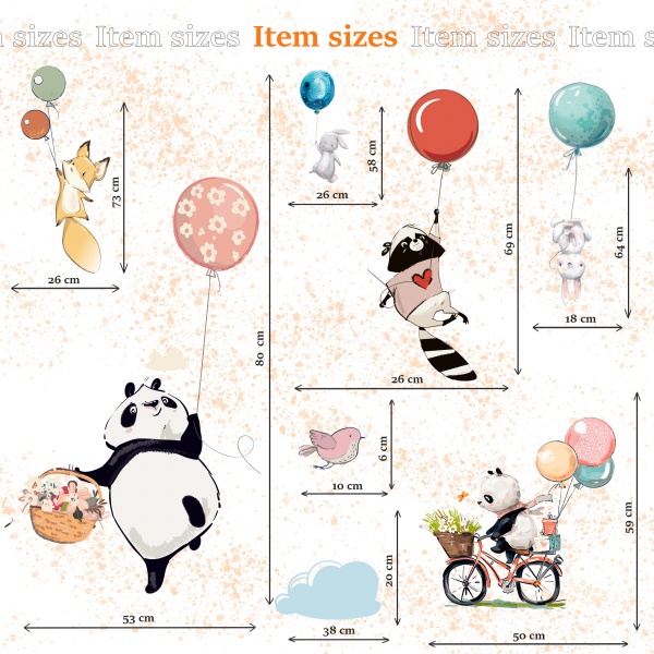 Стікери-патерни Lipastick Тварини з кульками 120х80 см 1508215