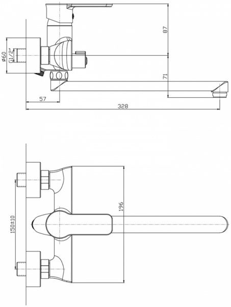 Смеситель для ванны Mixxen Лотус NNH1035