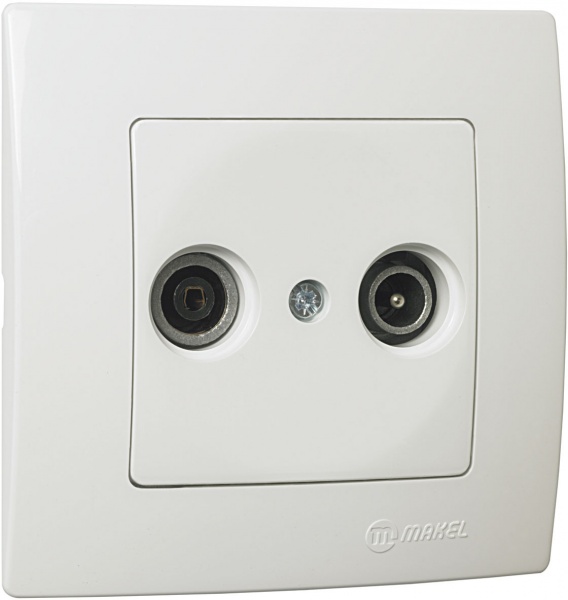 Розетка TV+SAT проходная Makel Lillium Natural Kare белый 32001083