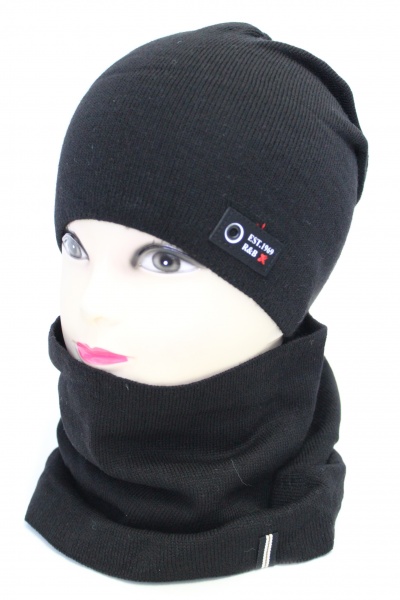 Комплект шапка + снуд для мальчиков Kraft+ р.52-54 черный 2379 