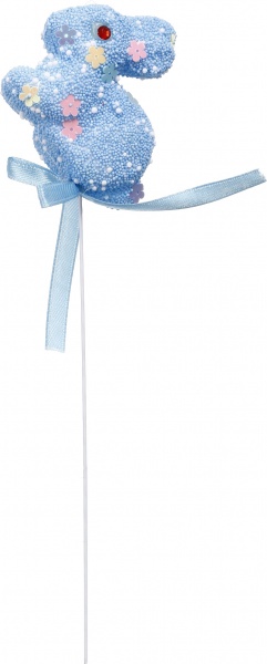 Декорація великодня Зайчики декоративні на паличці 22 см набір з 6 шт