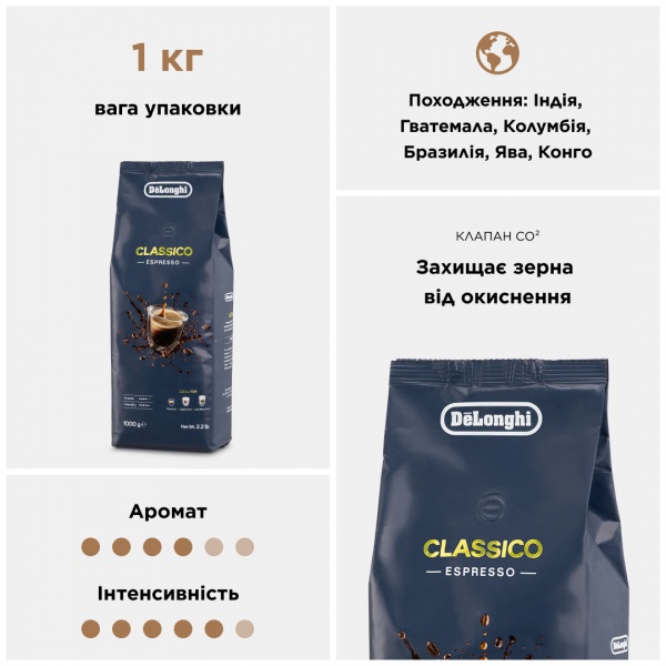 Кава в зернах Delonghi DLSC616 Classico 1 кг