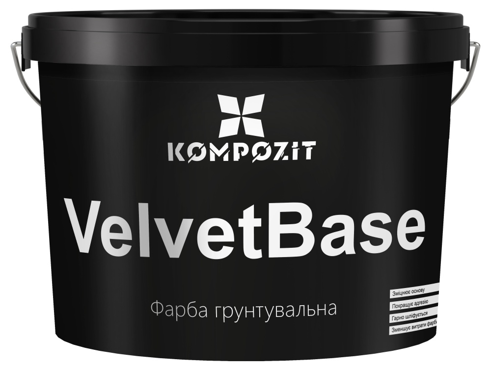 Ґрунт-фарба водоемульсійна акрилова Kompozit VelvetBase глибокий мат 14кг