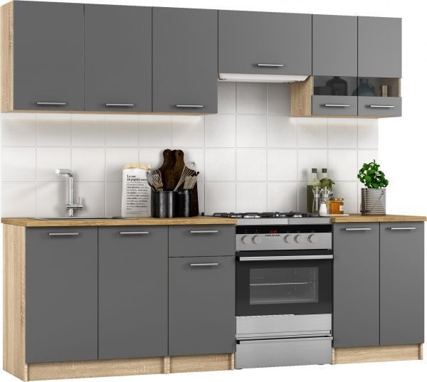 Кухня Грейд Катарина Графит ДСП 2,4м 