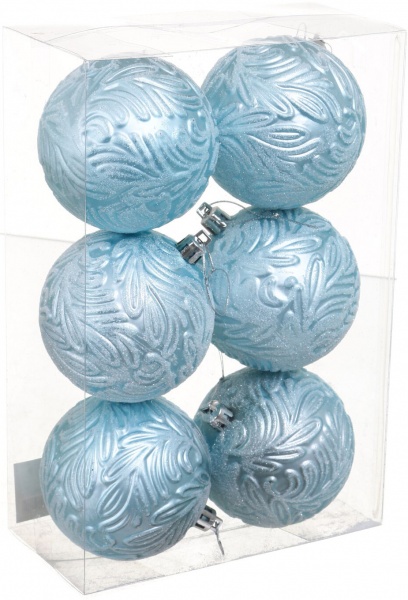 Набор елочных шаров Иней в ассортименте (EPI-N3-8006-310) d 80 мм 6 шт./уп.