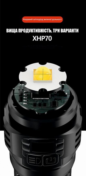 Ліхтар Quantum QM-FL1035 Perfect 5WLED zoom +3WCOB з функцією Power Bank Li-ion18650/2600mAh bох чорний