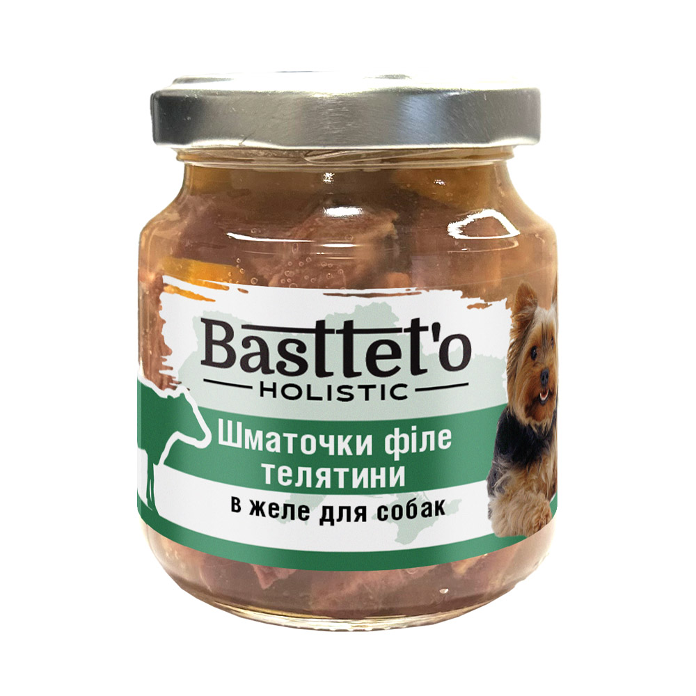 Корм влажный для собак для всех пород Basttet`o кусочки филе телятины в желе 130 г