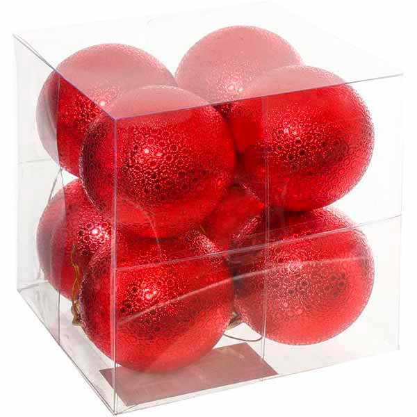 Набор пластиковых шаров рельеф 8 шт красный