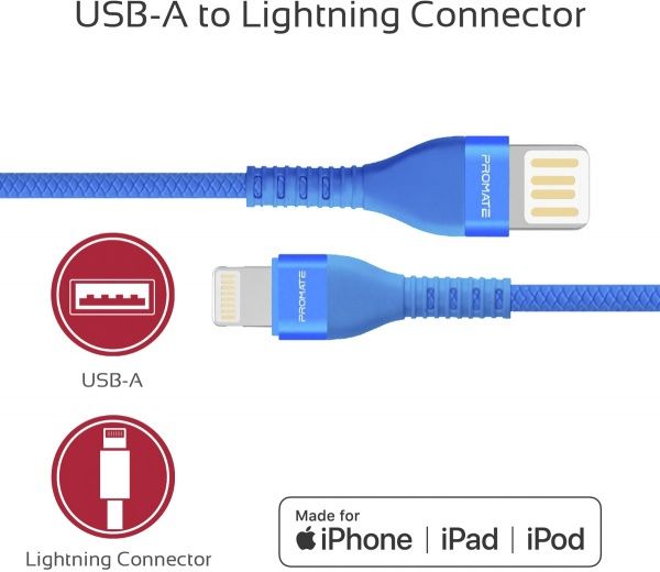 Кабель Promate Vigoray-I USB-Lightning 2А 1,2 м синий (vigoray-i.blue) 