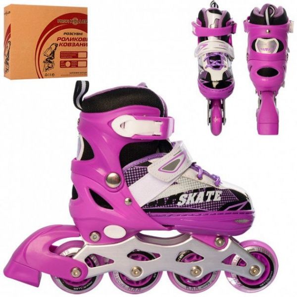 Роликовые коньки A4123-XS-V р. 27-30 белый с фиолетовым