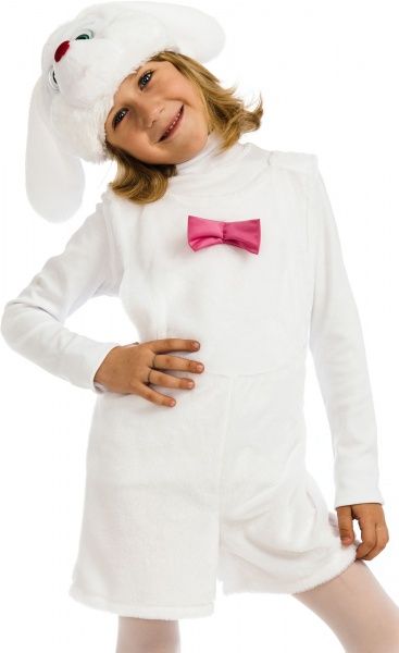 Костюм карнавальный КАРНАВАЛІЯ Зайчик белый 4-7 лет (комбинезон, шапка-маска) р.116-122 