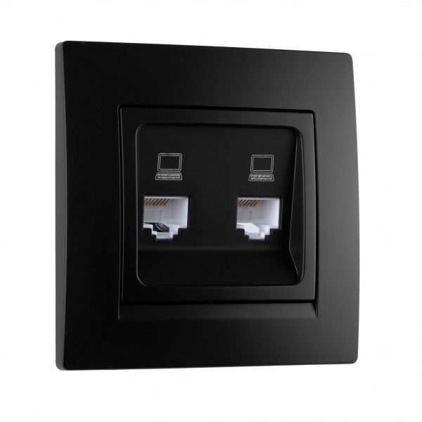 Розетка компьютерная двойная двойная UP! (Underprice) One Plus антрацит 706-4242-141