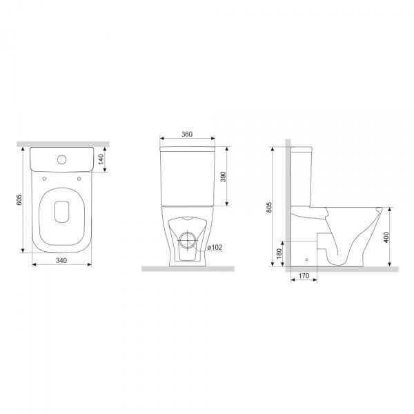 Унитаз-компакт AM.PM Damixa Palace Grand без ободка с сиденьем микролифт 468700SC