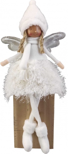 Декорация новогодняя Jiamei Group ангелочек сидячий белый 51 см 