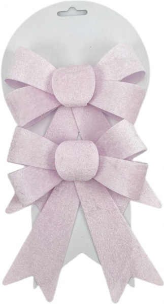 Декорація новорічна Shunda бант 14х17 см рожевий 2 шт