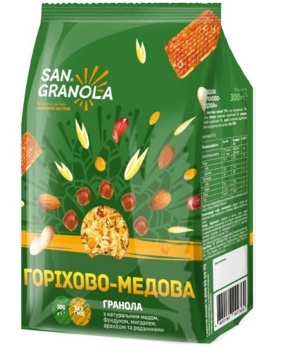 Гранола San Granola орехово-медовая 300 г п/ет 