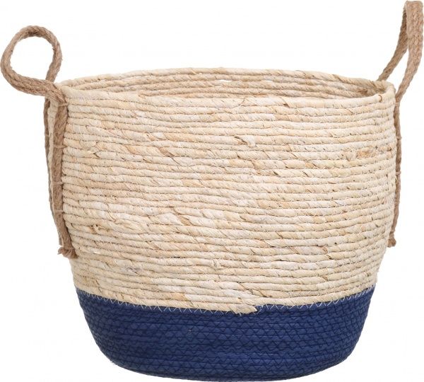 Кошик з ручками Рогоза великий 38х33 см бежево-чорний