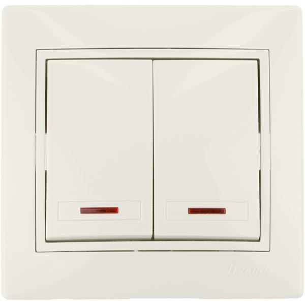 Выключатель двухклавишный Lezard Mira с подсветкой 10 А 250В IP20 кремовый