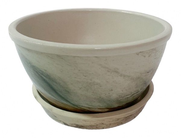 Горшок Есения мрамор круглый 0,6 л серый 