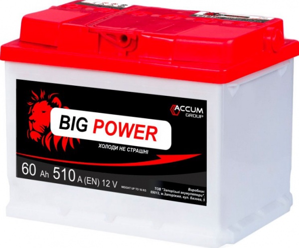 Аккумулятор автомобильный BIG POWER 4352 60Ah 510A 12V «+» справа