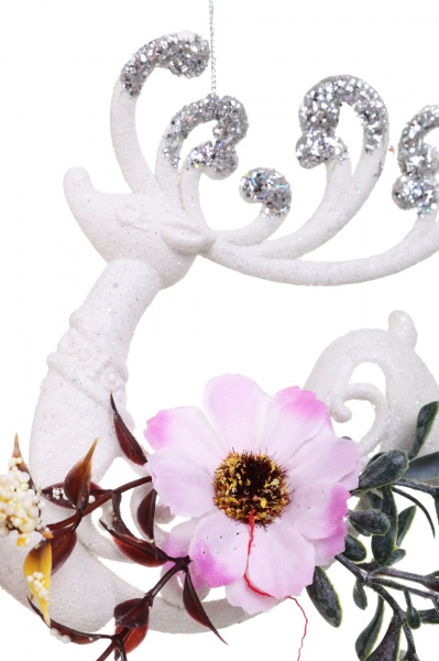 Декоративна підвіска Олень із декором 21 см білий HFW10