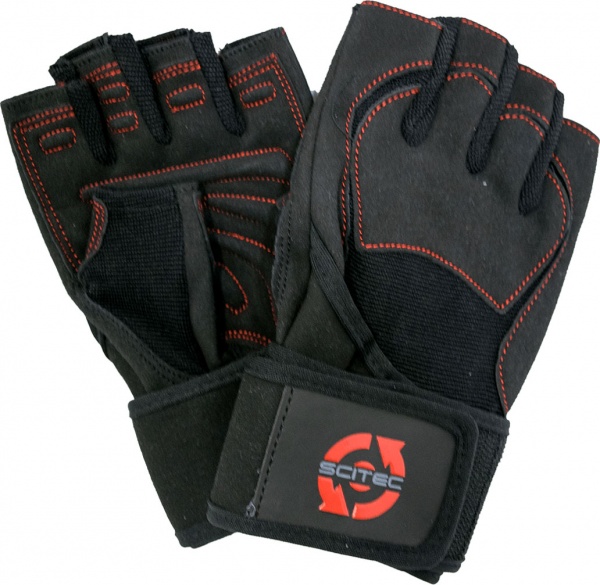 Рукавички атлетичні Scitec Nutrition Red Style р. L чорний 