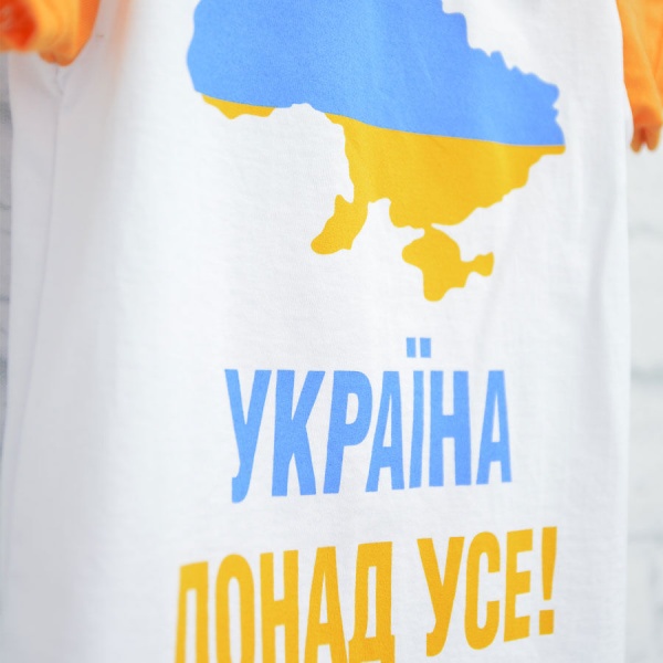 Футболка патриотическая для девочек Blanka Украина превыше всего р.128 оранжевый 12924 