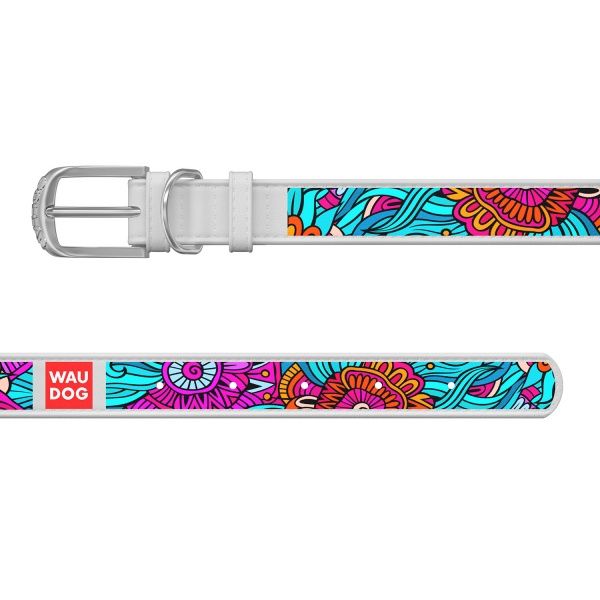 Ошейник WAUDOG Design с рисунком Лето 2,5х21-29 см белый