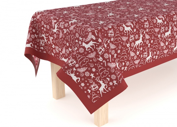 Скатерть 140x220 см красный с рисунком Homeline 
