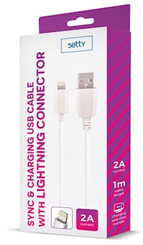 Кабель Setty Setty USB - Lightning 2A 1 м білий (5900495753236) 