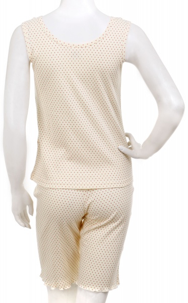 Комплект домашній жіночий Горошок корал майка та шорти р. L молочний