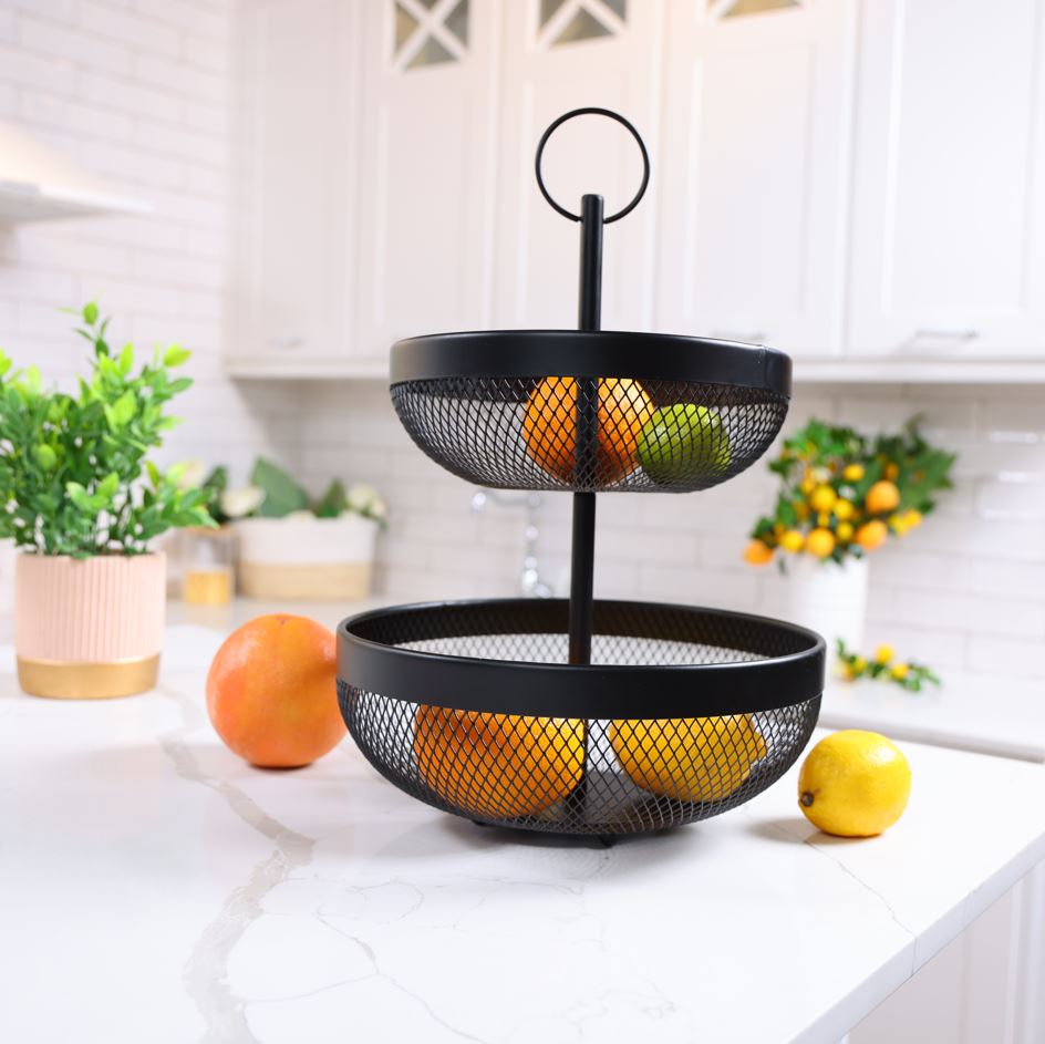 Корзинка для фруктов Flamberg Premium двойная Fernie 46х29,5 см черный металлическая