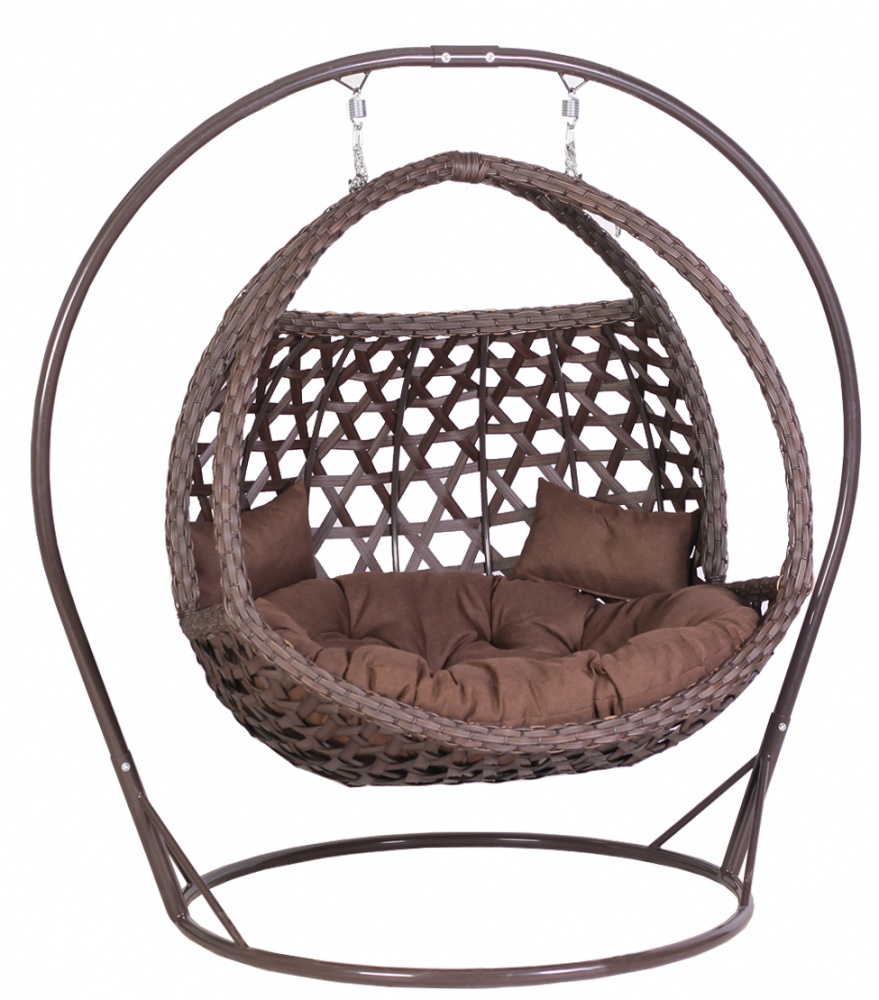 Кресло-кокон Bella Vita Оливер 2-мест с подушкой (1320x1000x1300 мм) темно-мореный дуб