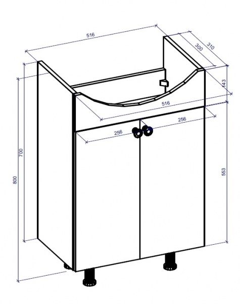 Тумба напольная Грейд-Плюс Вудмикс 55 под умывальник Cersania 55