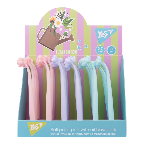 Ручка кулькова YES Flower boutique 0,7 мм синя 412015 