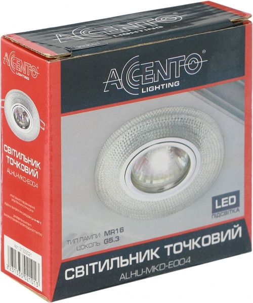 Светильник точечный Accento lighting MR16 с LED-подсветкой 3 Вт GU5.3 4000 К черныйпрозрачный ALHu-MKD-E004 