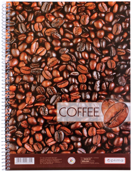Блокнот Рисунки природы – Кофе А4 в клетку 80 листов спираль Optima