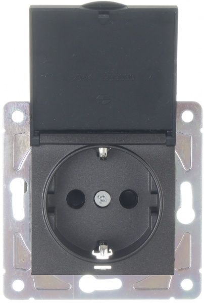 Механизм розетки HausMark Alta с крышкой черный SNG-SCP.SQ20MG1WGC-BK