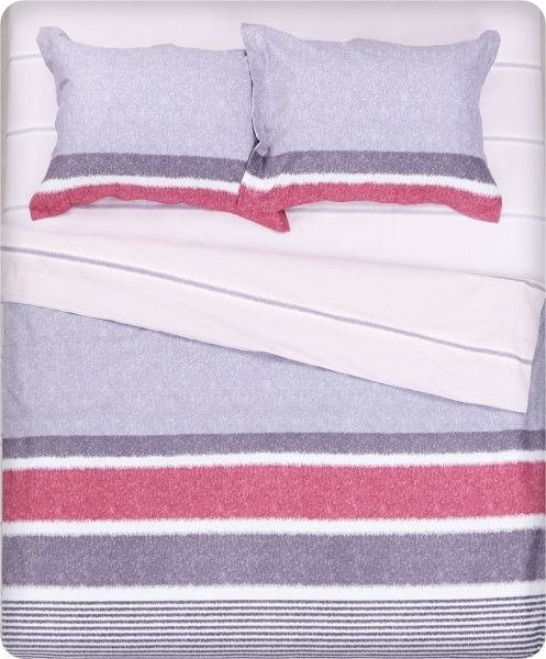 Комплект постільної білизни Bordo Stripes 193 TC 1,5 бузковий із сірим La Nuit 